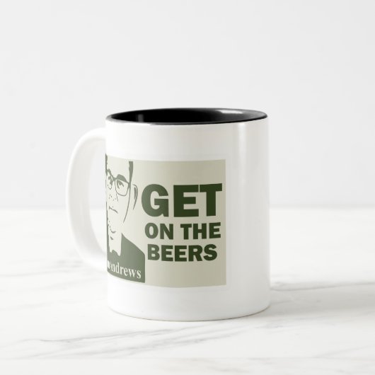 dan andrews tweekleurige koffiemok (Voorkant links)