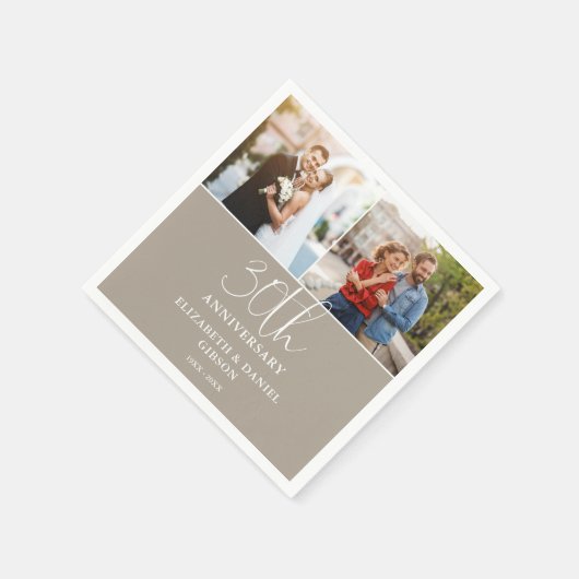 Dan en Nu 2 Foto 30ste Huwelijksverjaardag Servet (Hoek)