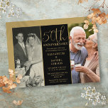 Dan en nu 2 Foto 50th Wedding Jubileum Kaart<br><div class="desc">Een elegante uitnodiging voor het 50-jarig huwelijk,  met 2 speciale foto's en stijlvolle typografie op een gouden achtergrond. Ontworpen door Thisnotme©</div>