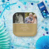 Dan en nu 2 Foto 50th Wedding Jubileum Papieren Bordje (Feest)