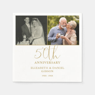 Dan en nu 2 Foto 50th Wedding Jubileum Servet