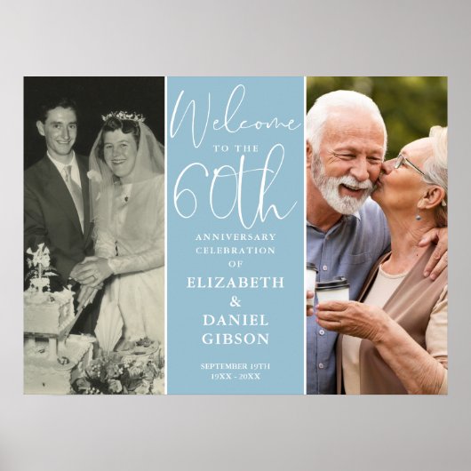Dan en Nu 2 Foto 60ste Verjaardag Welkomstbord Poster (Voorkant)