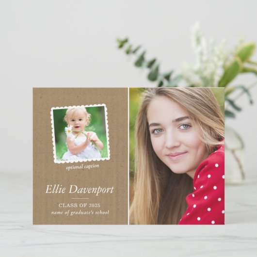 Dan en nu | 2-Fotogradatiepartij Kaart (Staand voorkant)