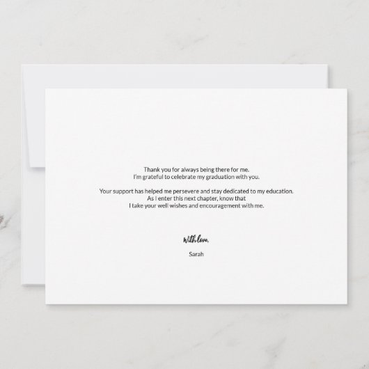 Dan en nu Afstuderen de foto Dank u Aankondiging (Achterkant)