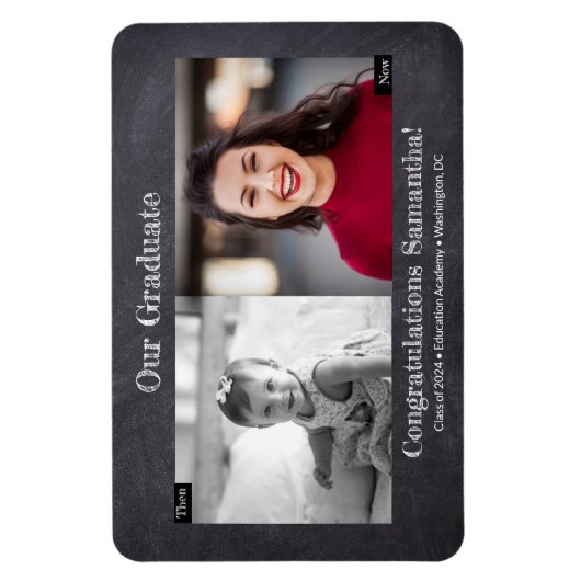 Dan en nu Afstuderen het Afstuderen van de Foto Magneet (Verticaal)