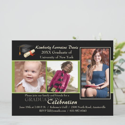 Dan en nu de Groene Uitnodiging van het Afstuderen (Staand voorkant)