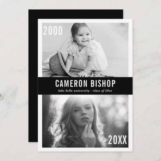 Dan en nu de Uitnodiging van de Partij van de Foto (Voorkant / Achterkant)