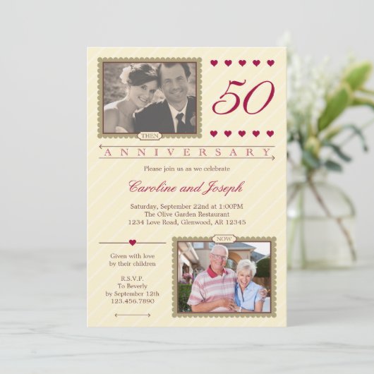 Dan en nu de uitnodiging van het Jubileum van de 5 (Staand voorkant)