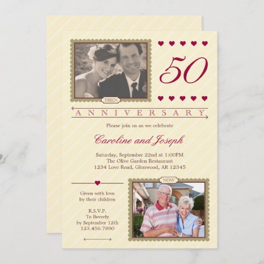 Dan en nu de uitnodiging van het Jubileum van de 5 (Voorkant / Achterkant)