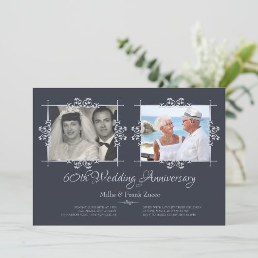 Dan en nu de Uitnodiging van het Jubileum van de F (Staand voorkant)