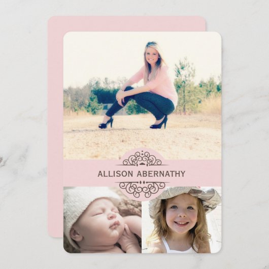 Dan en nu fotograaf. | Roze Kaart (Voorkant / Achterkant)