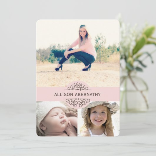 Dan en nu fotograaf. | Roze Kaart (Staand voorkant)