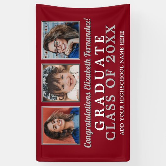 Dan en nu het Afstuderen van Schoolkleuren Spandoek (Verticaal)