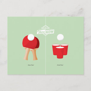 Dan en nu: pingpong briefkaart