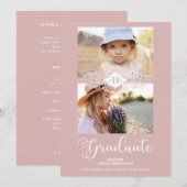 Dan en nu roze, bloederige, Afstuderen foto Kaart (Voorkant / Achterkant)