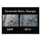 Dan en nu - Savannah Stairs, GA Foto Afdruk (Voorkant)