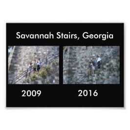 Dan en nu - Savannah Stairs, GA Foto Afdruk