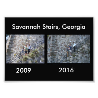 Dan en nu - Savannah Stairs, GA Foto Afdruk