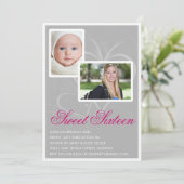 Dan en nu weet je 16 Birthday Party uitnodigingen (Staand voorkant)