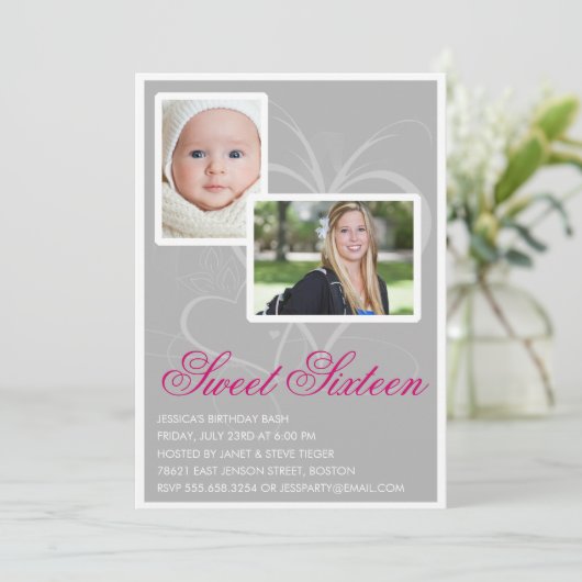 Dan en nu weet je 16 Birthday Party uitnodigingen (Staand voorkant)