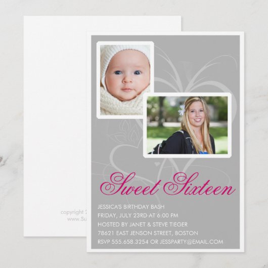 Dan en nu weet je 16 Birthday Party uitnodigingen (Voorkant / Achterkant)