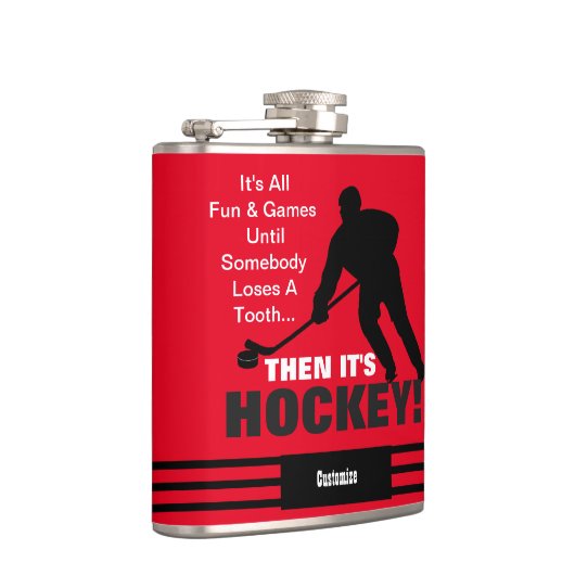 Dan is het Hockey Vinyl verpakt kolf Heupfles (Rechts)