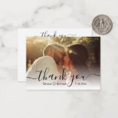 dan je chic calligraphy trouwdag foto notitiekaartje (Voorkant / Achterkant in situ)