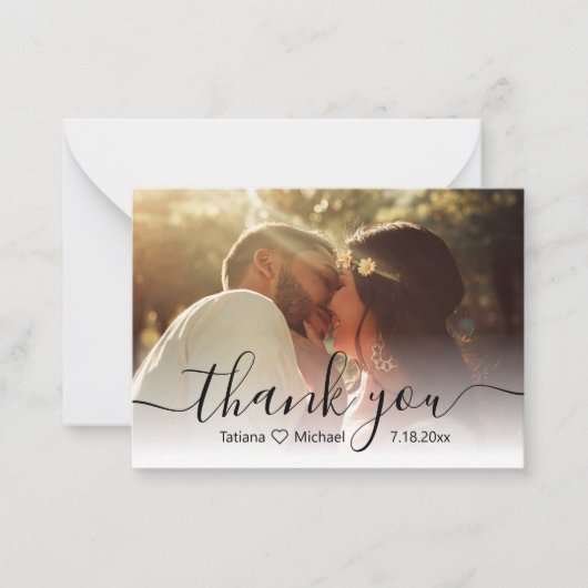 dan je chic calligraphy trouwdag foto notitiekaartje (Voorkant)