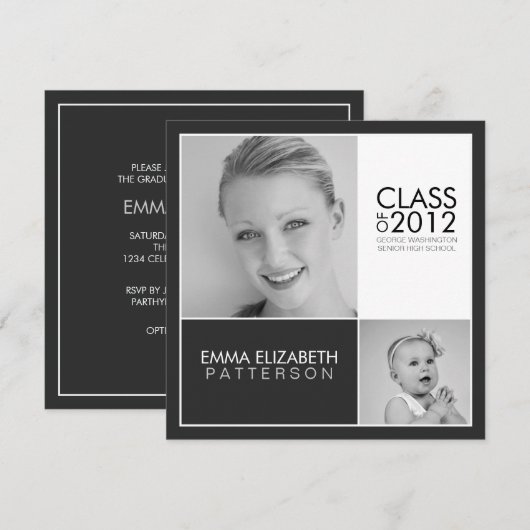 Dan nu de Uitnodiging van de Zwarte & Witte GraduP (Voorkant / Achterkant)