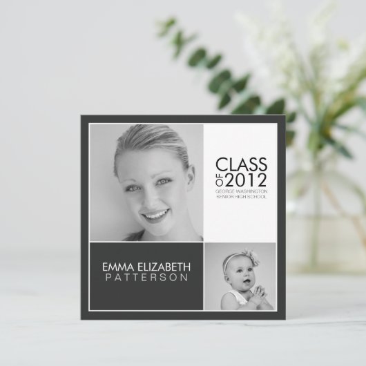 Dan nu de Uitnodiging van de Zwarte & Witte GraduP (Staand voorkant)