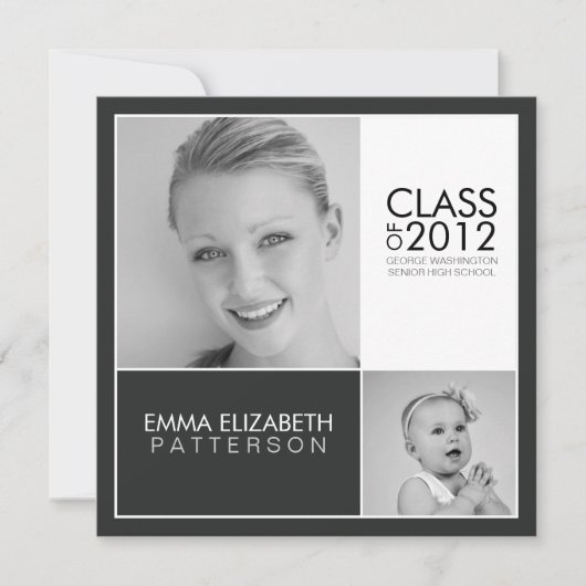 Dan nu de Uitnodiging van de Zwarte & Witte GraduP (Voorkant)