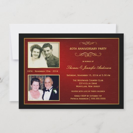 Dan & nu Jubileum met 2 Foto's - 40th Kaart (Voorkant)