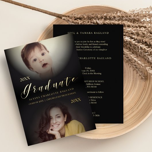 Dan & nu Modern 2 Foto's Afstuderen Folie Uitnodiging