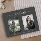 Dan & nu twee Foto's Afstuderen Aankondiging Briefkaart