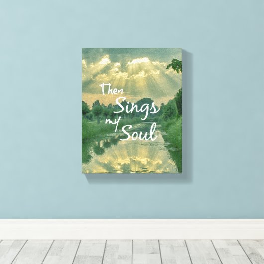 Dan zingt mijn soep met zonnebalken en reflectie canvas afdruk (Insitu (Houten vloer))