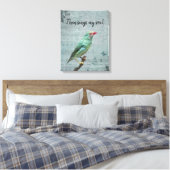 Dan zingt mijn Soul Green Finch Canvas Afdruk (Insitu (Slaapkamer))