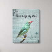 Dan zingt mijn Soul Green Finch Canvas Afdruk (Voorkant)
