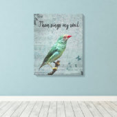 Dan zingt mijn Soul Green Finch Canvas Afdruk (Insitu (Houten vloer))