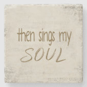 "Dan zingt mijn ziel" tekst op bladmuziek Stenen Onderzetter (Voorkant)