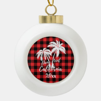 Dana Point California Beach Palm Red Pset Keramische Bal Ornament