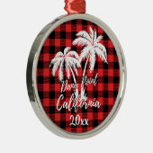 Dana Point California Beach Palm Red Pset Metalen Ornament (Rechts)