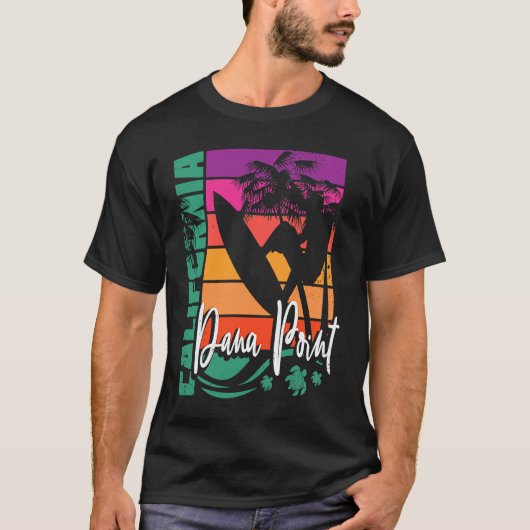 Dana Point California Retro Sunset Beach Surfer So T-shirt (Voorkant)