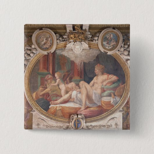 Danae Ontvangt de Shower of Gold Vierkante Button 5,1 Cm (Voorkant)