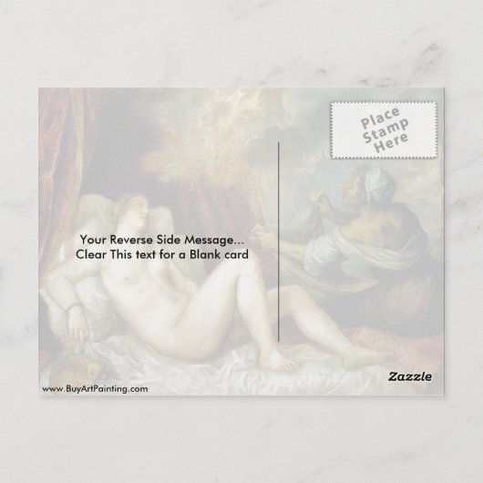 Danae van Titian Briefkaart (Achterkant)
