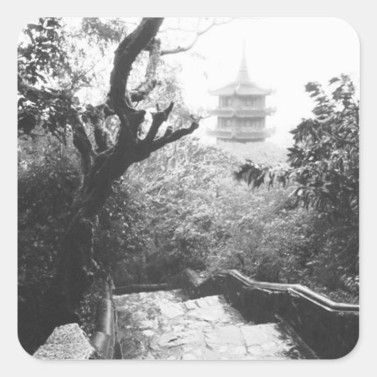Danang Vietnam, Tempel uitzicht Marble Mountain Vierkante Sticker (Voorkant)