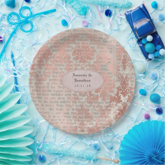 Danask Roos Goud Chique Bruiloft Papieren Bordje (Feest)