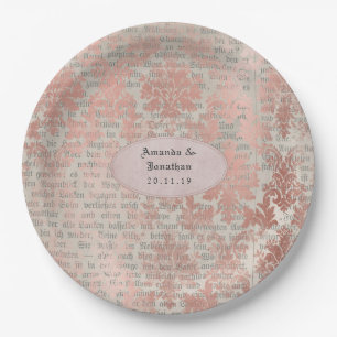 Danask Roze Goud Vintage Chic Bruiloft Papieren Bordje