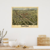 Danbury Connecticut 1885 Antiek Panoramische Kaart Poster (Keuken)