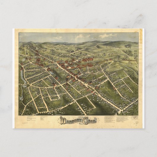 Danbury Connecticut in 1875 Briefkaart (Voorkant)