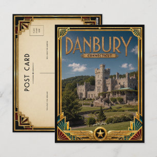 Danbury Connecticut Vintage Art Deco Gouden Tijdpe Briefkaart